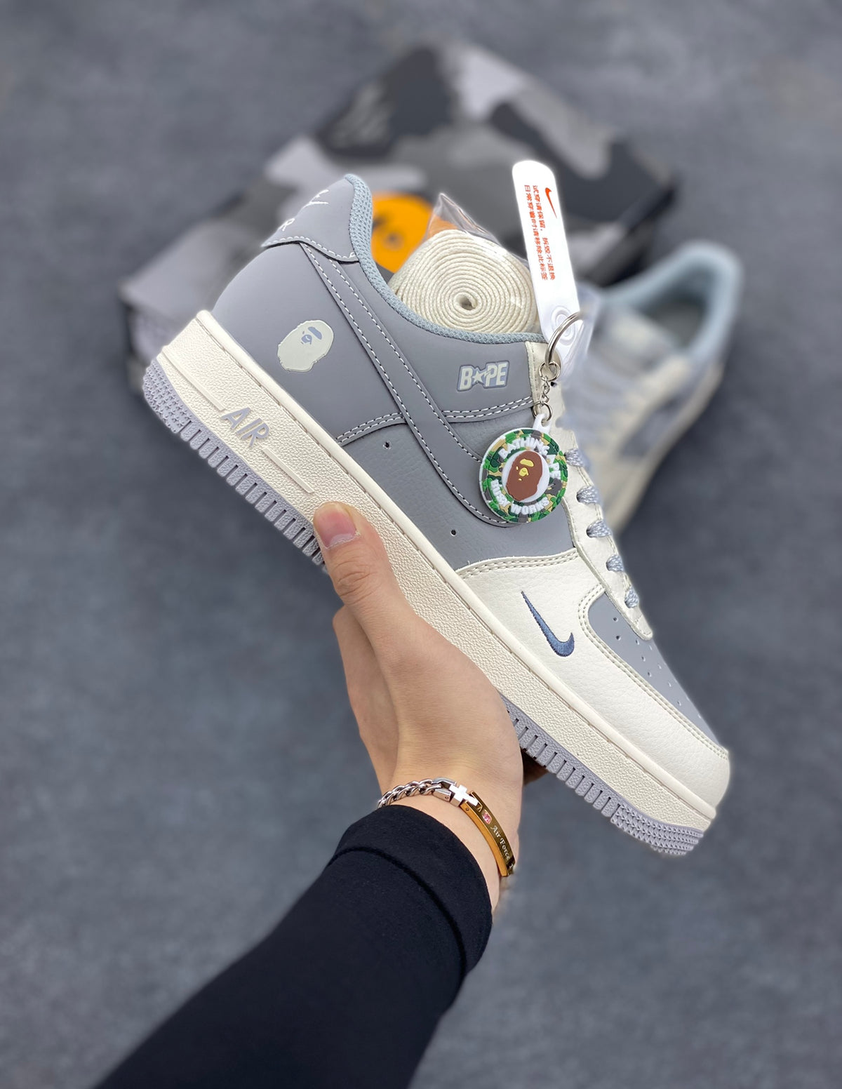 BAPE x Nike Air Force 1 Low 'Grey Cream' Sneaker