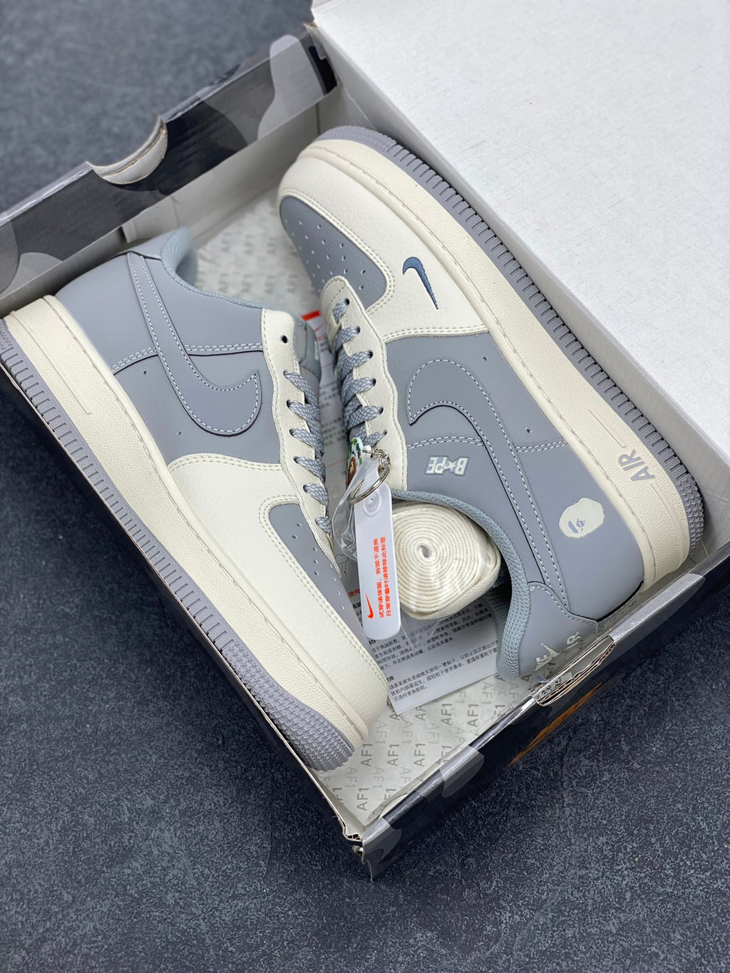 BAPE x Nike Air Force 1 Low 'Grey Cream' Sneaker