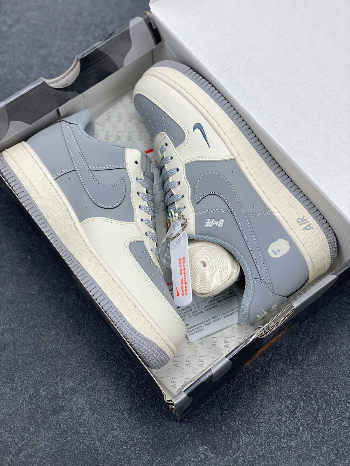 BAPE x Nike Air Force 1 Low 'Grey Cream' Sneaker