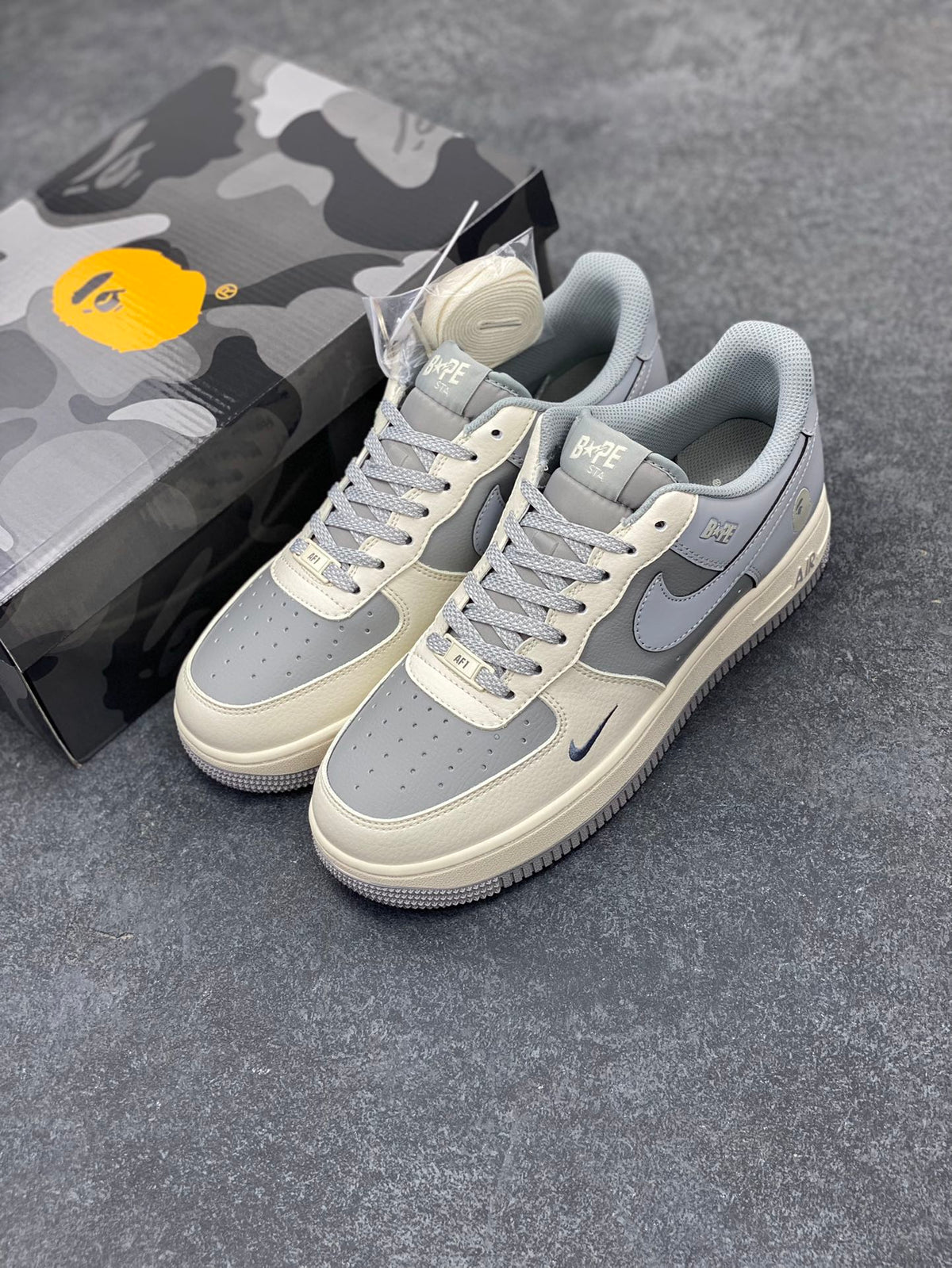 BAPE x Nike Air Force 1 Low 'Grey Cream' Sneaker
