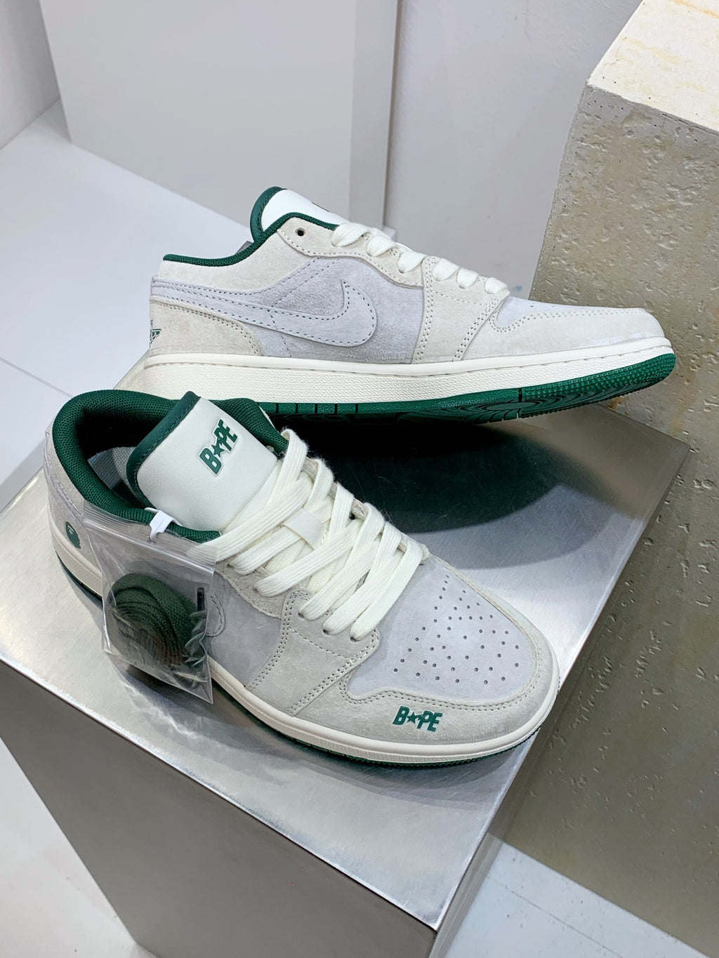 BAPE x Nike Air Jordan 1 Low 'White Forest Green' Sneaker
