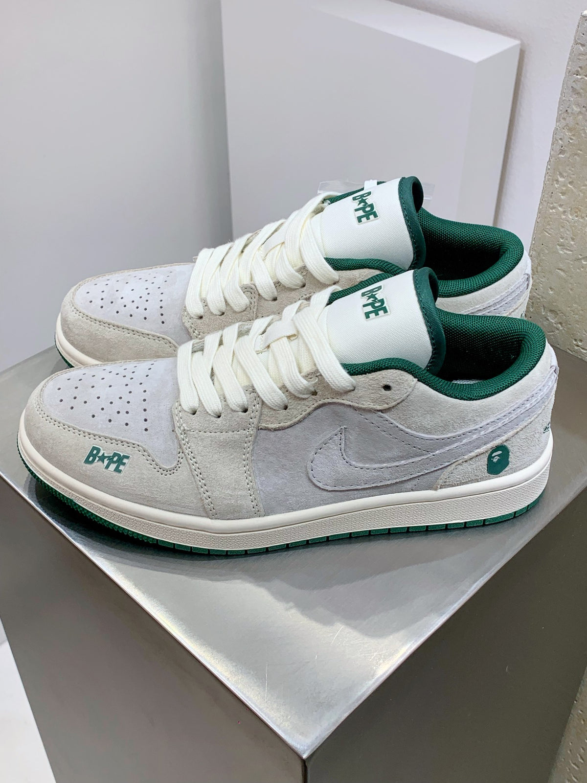 BAPE x Nike Air Jordan 1 Low 'White Forest Green' Sneaker