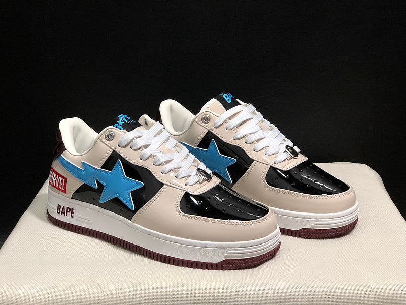 BAPE STA Low × Marvel 'Cream/Black/Blue' Sneaker