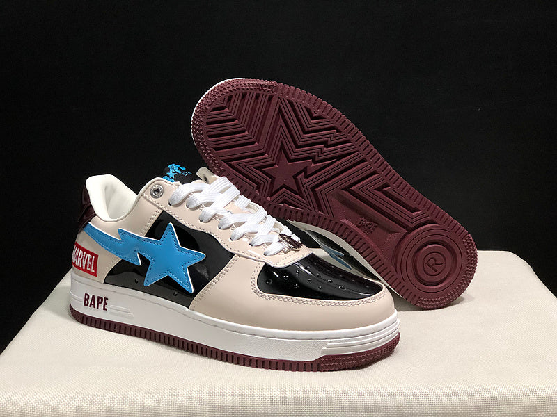 BAPE STA Low × Marvel 'Cream/Black/Blue' Sneaker