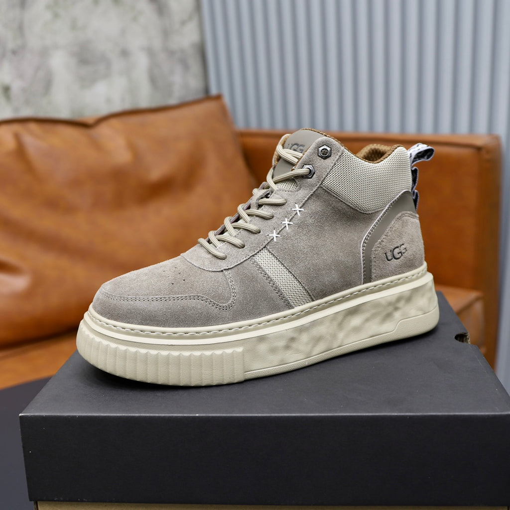 UGG Men's High-Top Panelled Sneaker – Stone Grey / Silver
