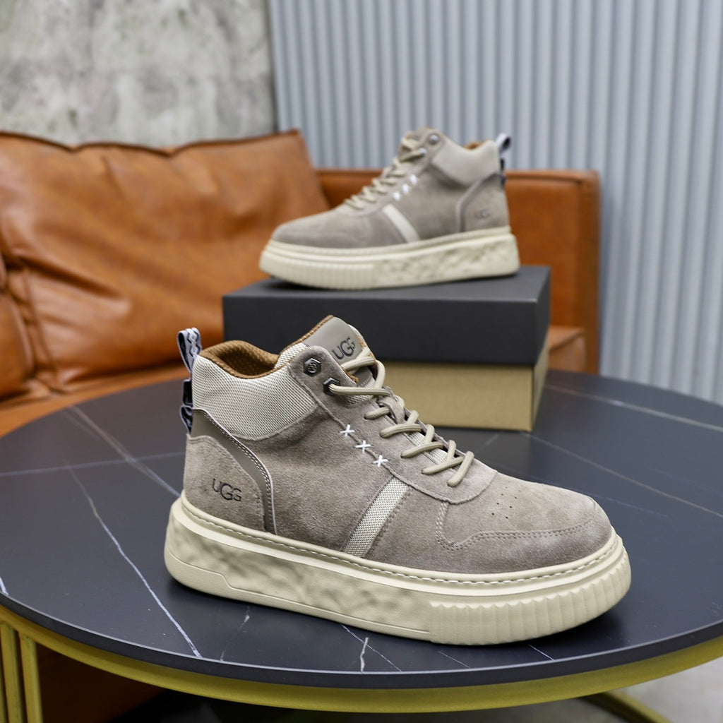 UGG Men's High-Top Panelled Sneaker – Stone Grey / Silver